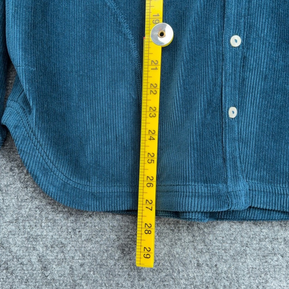 Foxcroft Corduroy Button Down Shirt Womens S Cotton Blend Teal Blue - Picture 6 of 7